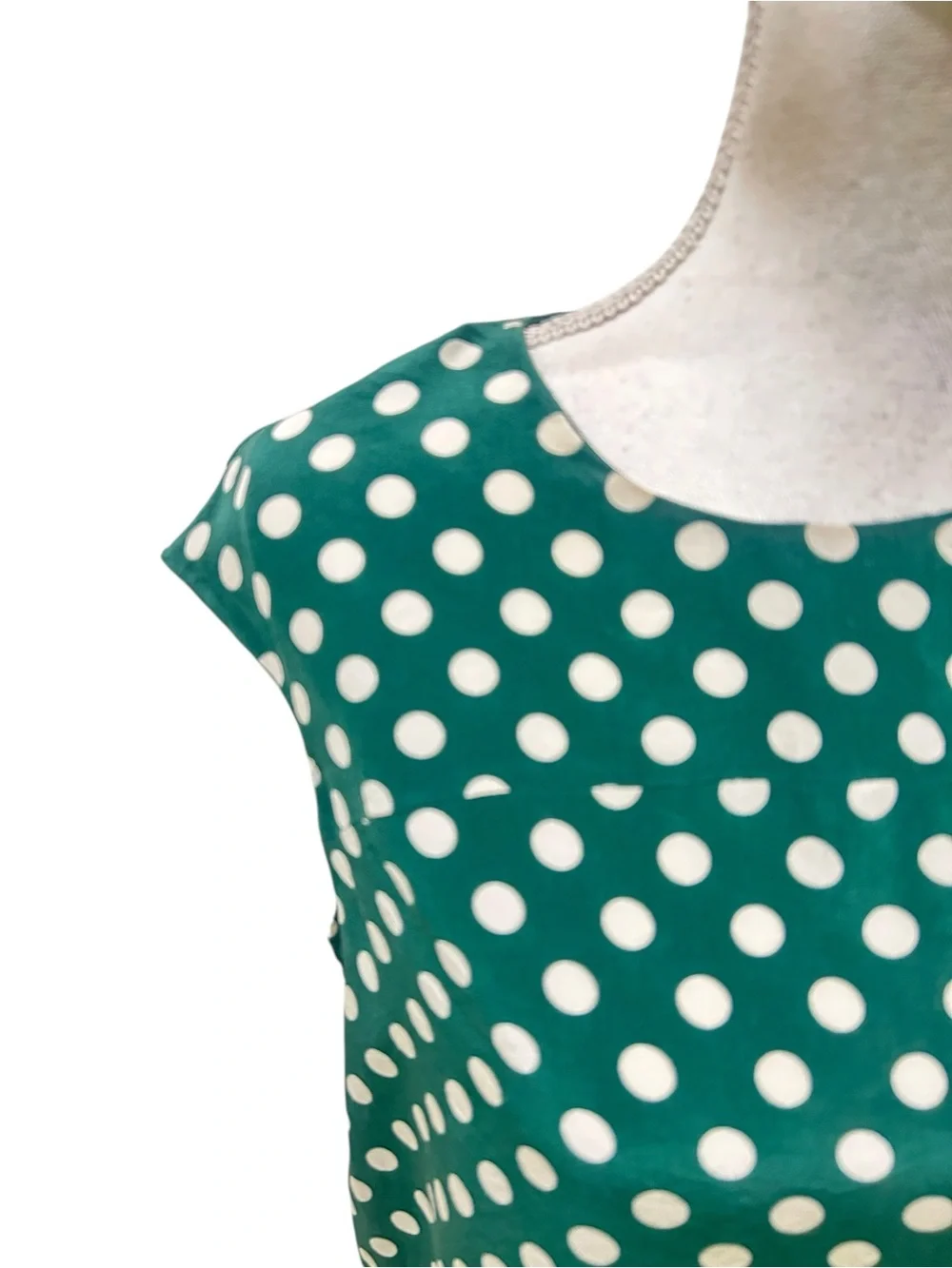 kate spade New York Green & White Polka Dot Cap-Sleeve silk blouse medium
